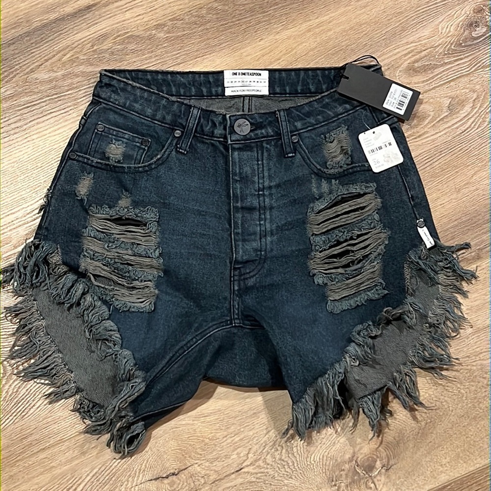 Free People One X OneTeaspoon Made For Free People Fringe Denim Cutoffs Size 26